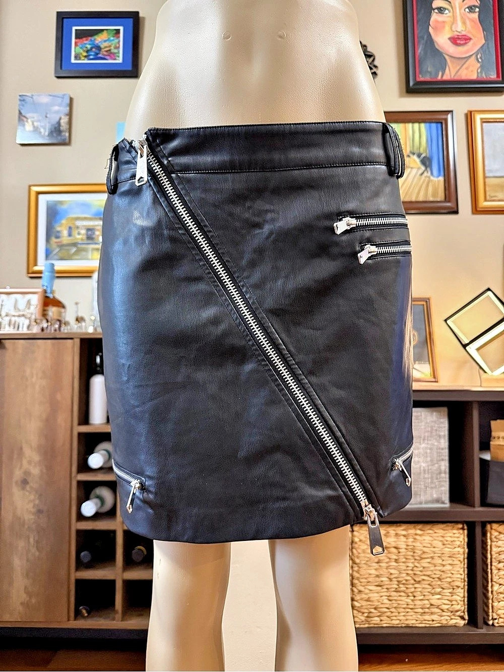 Zara Faux-Leather Zip-Detail Mini Skirt